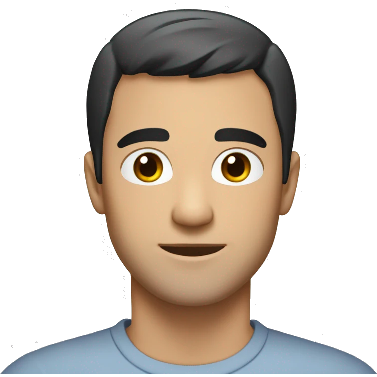 A 30 year old, caucasian man, with short black hair,   wearing a tshirt. emoji