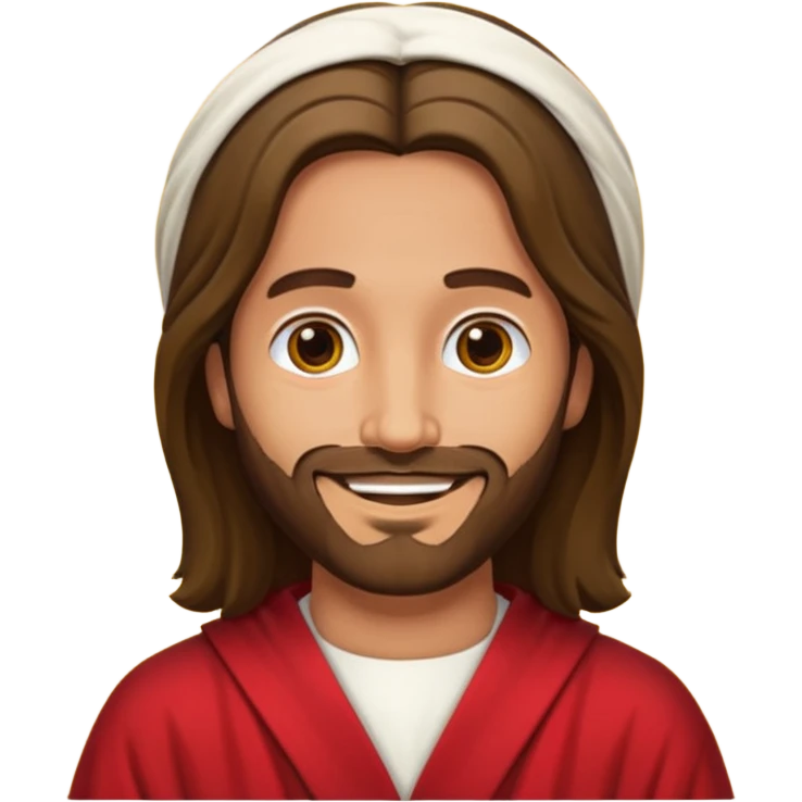 Jesus like the red robe Jesus painting but stylized like an emoji emoji