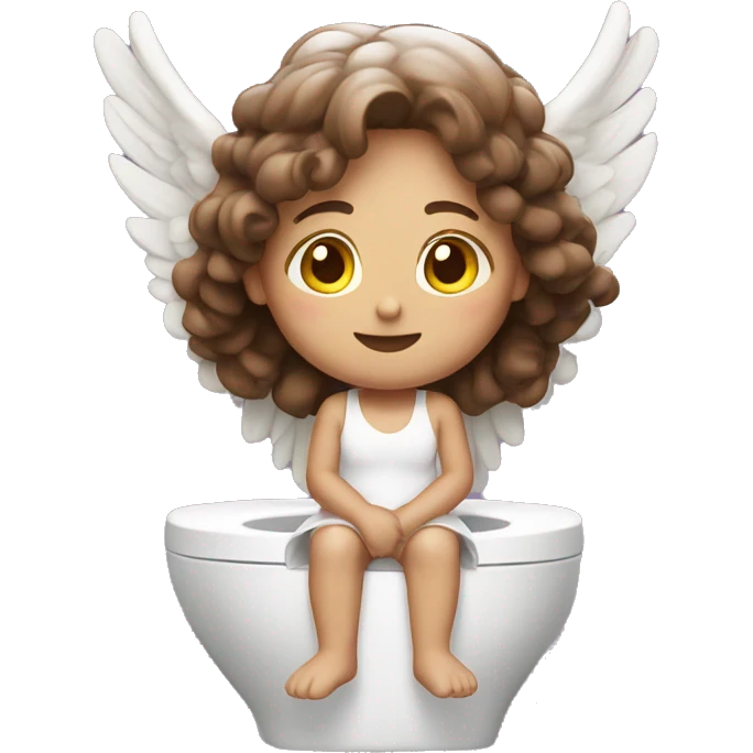 brown hair angel sitting on toilet emoji