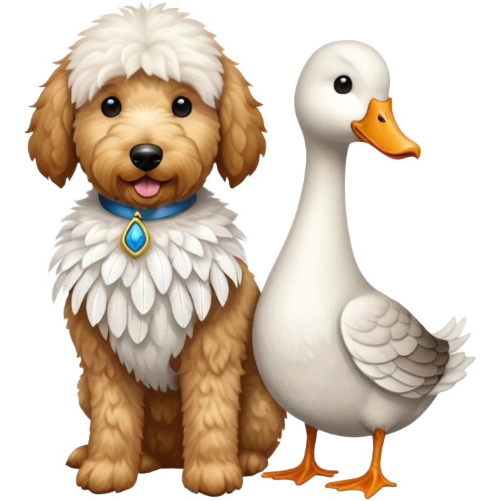 Goose and a golden doodle dog emoji