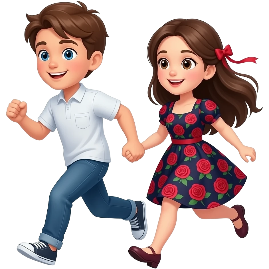 fesme uns nen i una nena corrents mig castanys amb ulls blaus i la nena amb cabell llarg i amb un ros fosci que siguin germans emoji