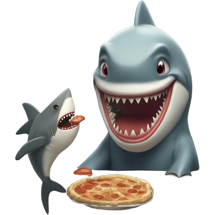 a sad clown shark eating a bortsch with choptick emoji