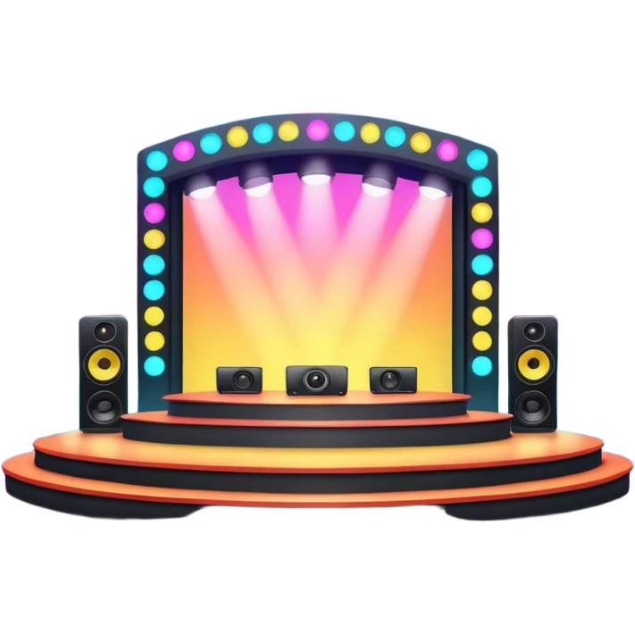 concert stage with colorful lights and speakers emoji