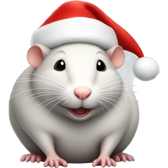 Fat happy rat with a red christmas santa hat  emoji