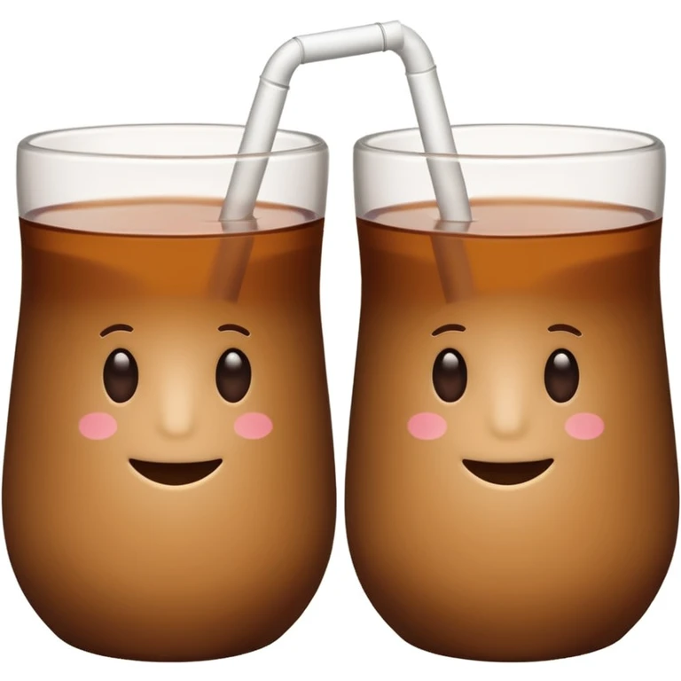 two brown mate tea cups, 500ml, plastic, clinking, no face, no straw, no handle, not in a cup, white background emoji