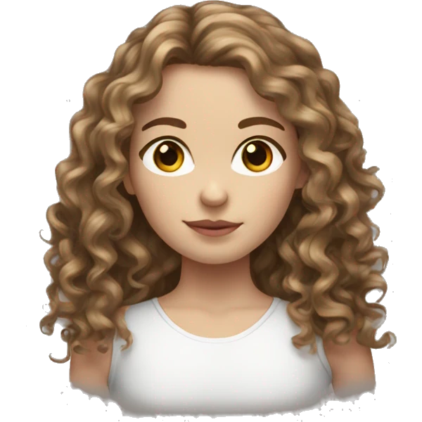 Pale Girl long curly brown hair hazel eyes  emoji