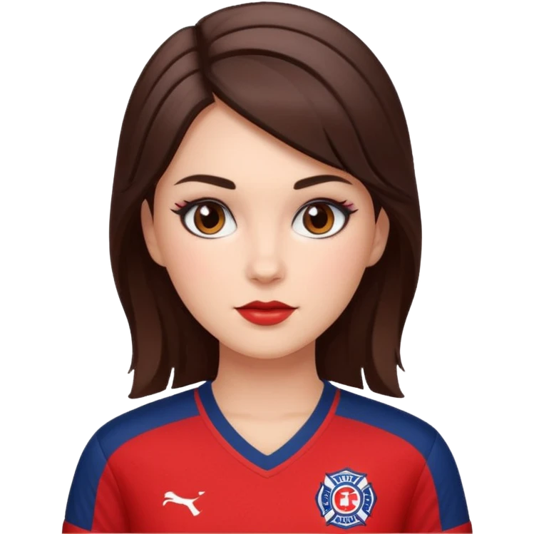 Brunette woman wearing chicago fire fc jersey with cute makeup on emoji