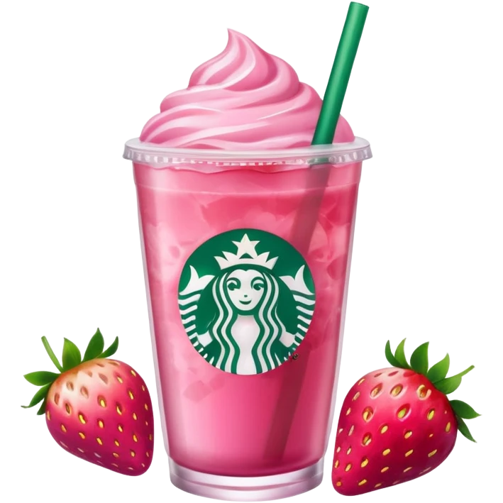 Starbucks pink drink with strawberries emoji