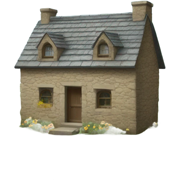 Stone cottage house emoji