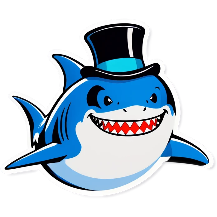 Shark with a top hat emoji