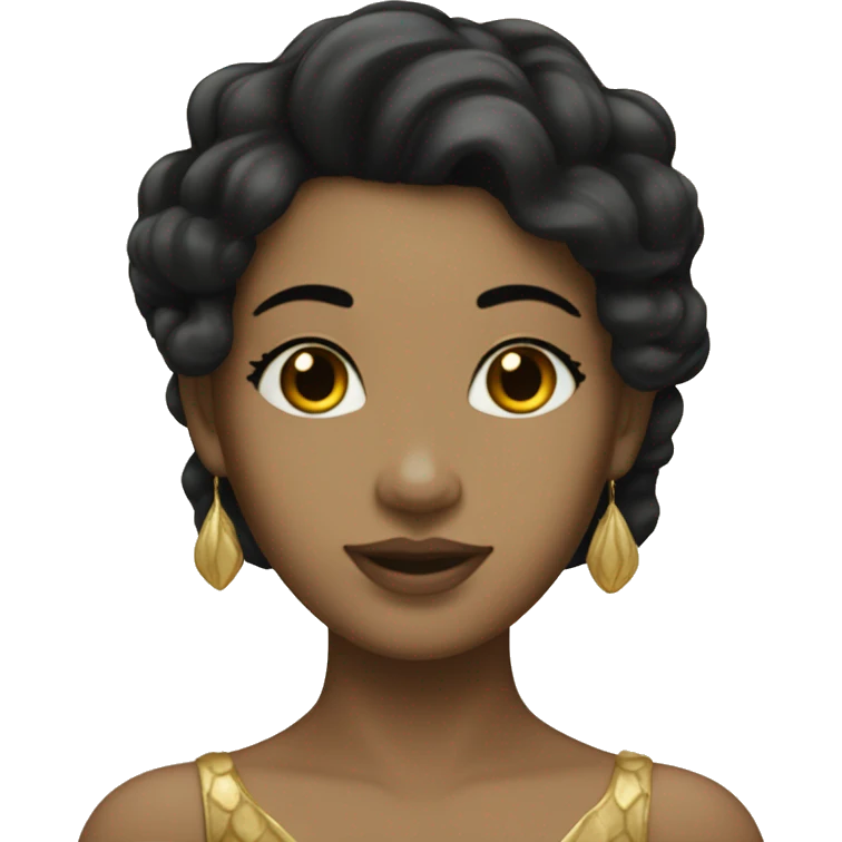 Ethereal gold mermaid with tan skin and black hair  emoji