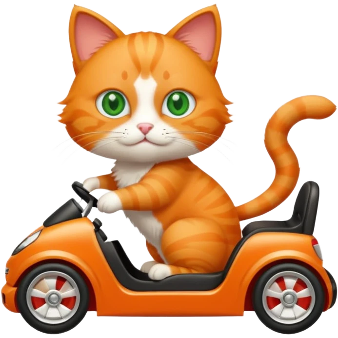 Make an orange cat on a gokart emoji