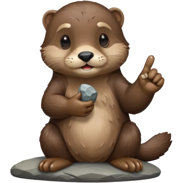 Otter flipping the middle finger in one hand and a rock in the other emoji