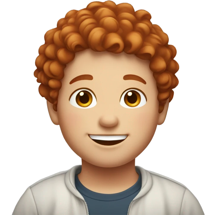 Bading redish curly little hair guy with corners in the hair chubby smiling emoji