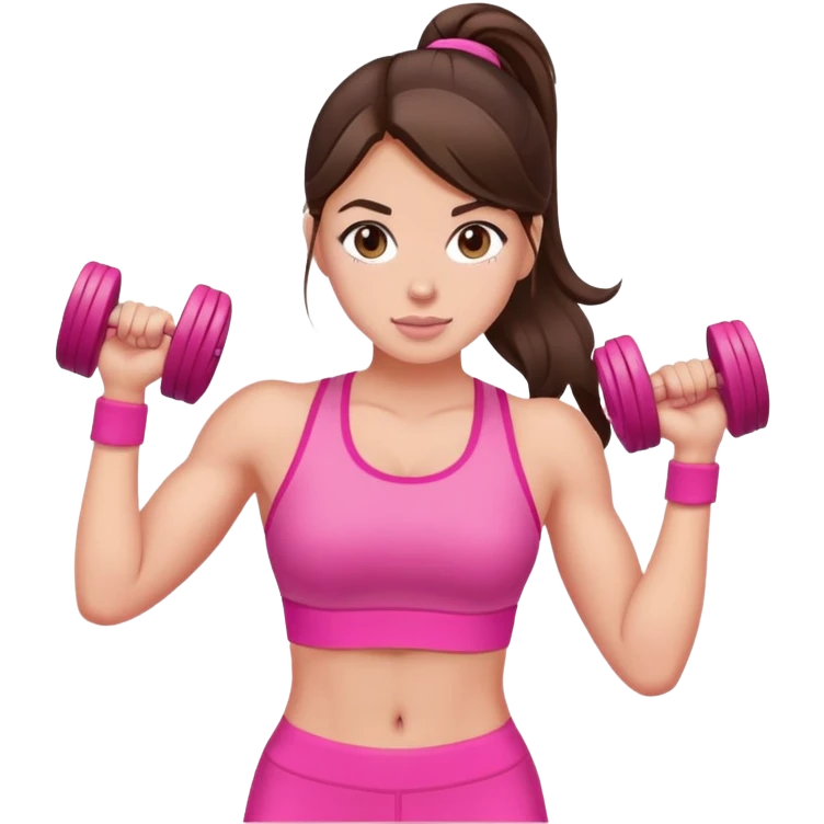 gym girl brunette hair wearing pink emoji