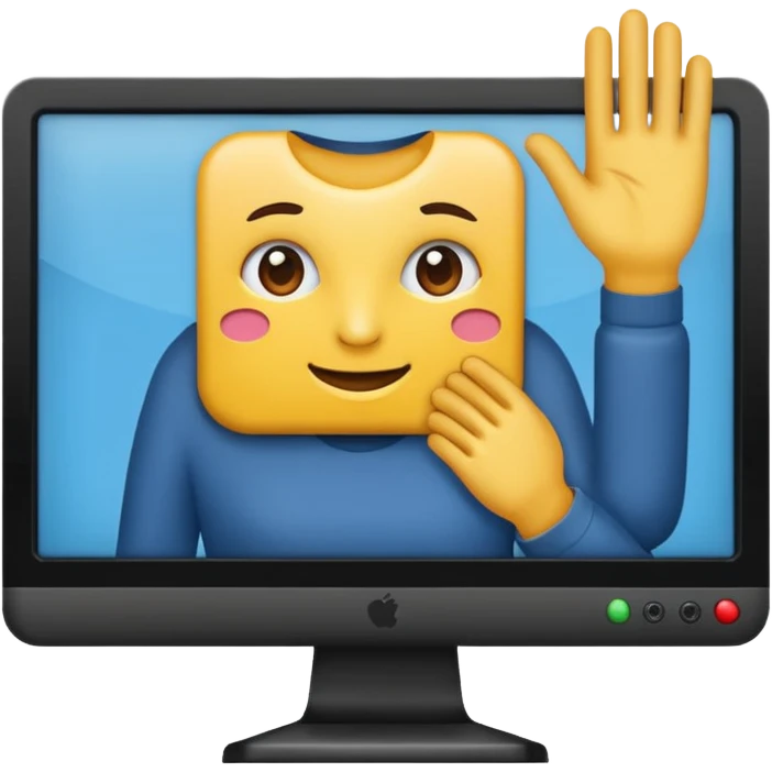 personas debatiendo revisando un monitor grande emoji