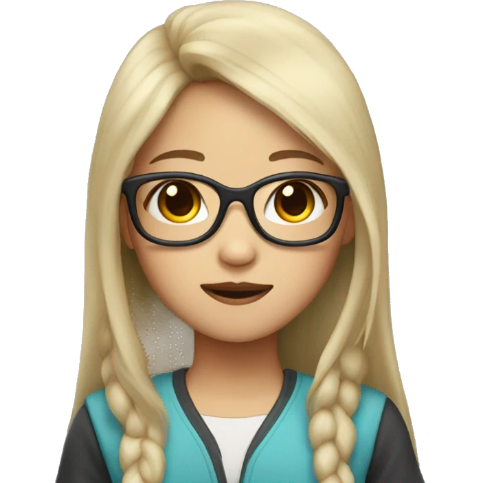 chinese girl with long hair and glasses emoji
