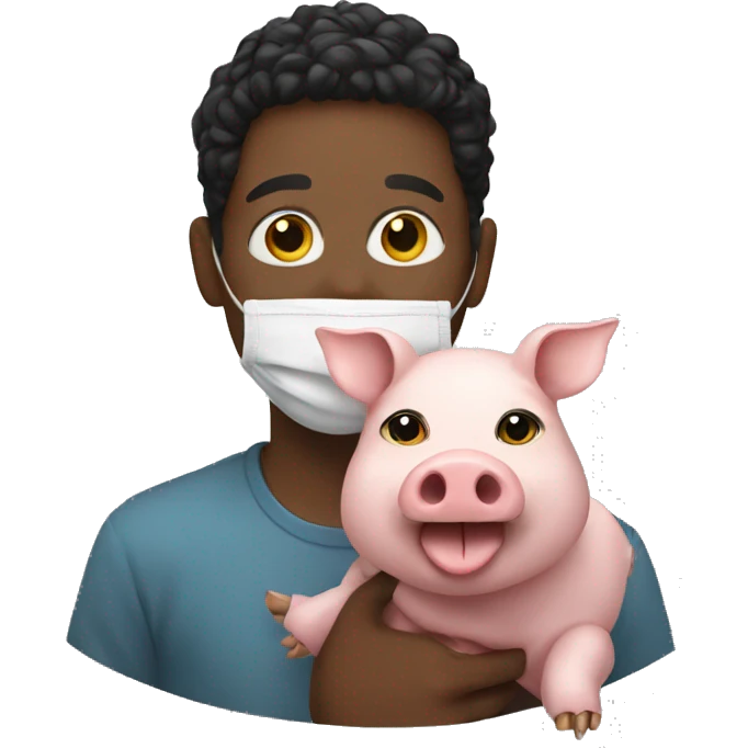 Smile holding a pig like a mask  emoji