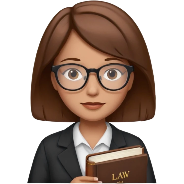 legal expert woman with brown hair and glasses holding a law book emoji