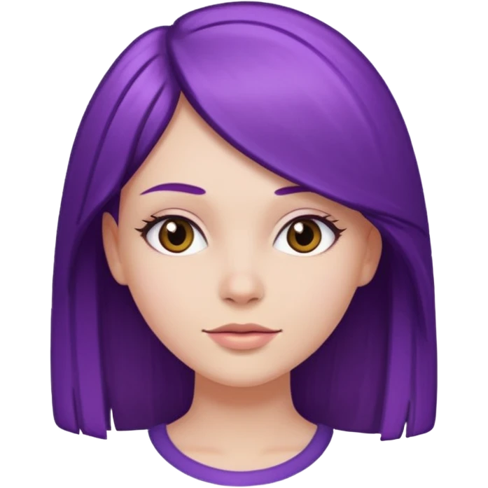 chica blanca pelo morado  y liso  emoji