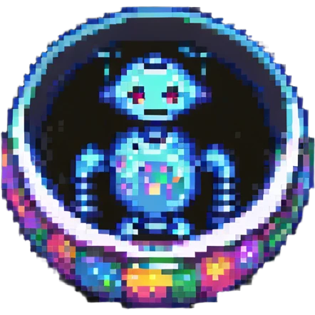 robot in a glass bowl, pixel art style emoji