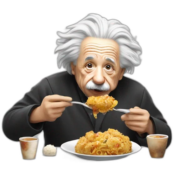 Albert Einstein eating a panda emoji