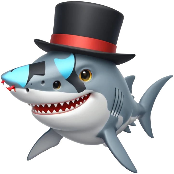 Shark with a top hat emoji