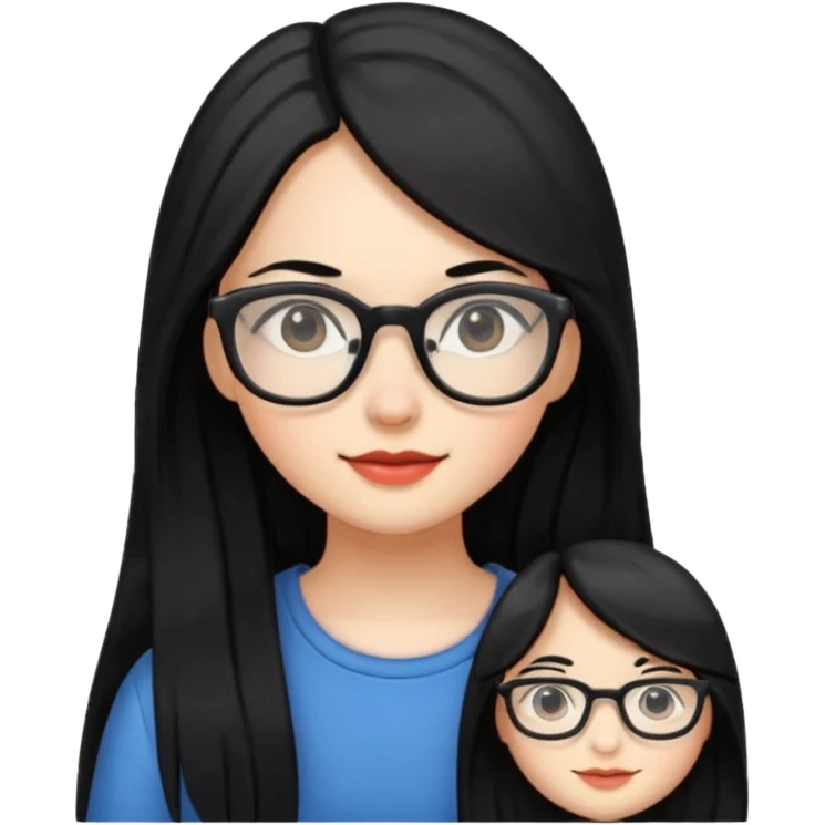 Girl long  hair black coloured hair glasses emoji