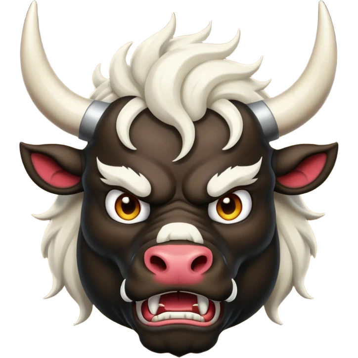 black angry powerful with white horns bull emoji emoji