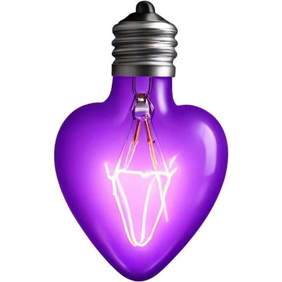 Realistic isolated purple heart shaped string light bulb . emoji