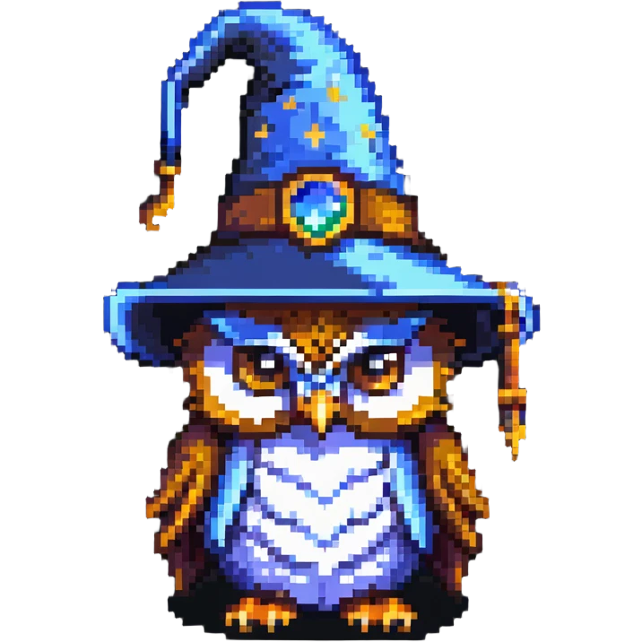 owl wearing a wizard hat emoji