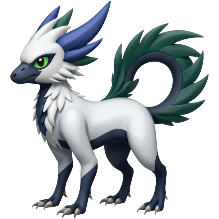 Shiny Black Grey White and Dark-Green Trico-Nargacuga-Silvally-Absol-fusion emoji