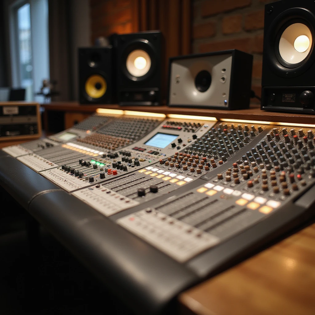 a studio mixing console, detailed, professional, modern, realistic style emoji