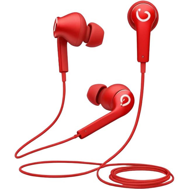 red wired earbuds emoji