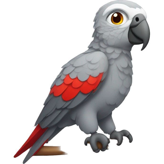 Gray parrot with red tail  emoji