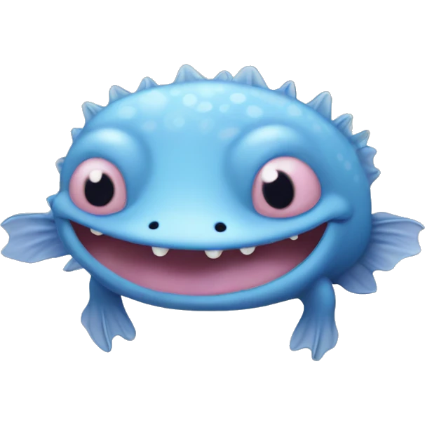 blue axolotl smiling  emoji