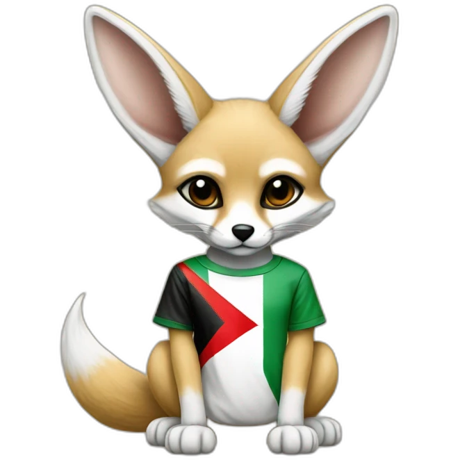 Fennec wearing a t-shirt with Palestinian flag emoji