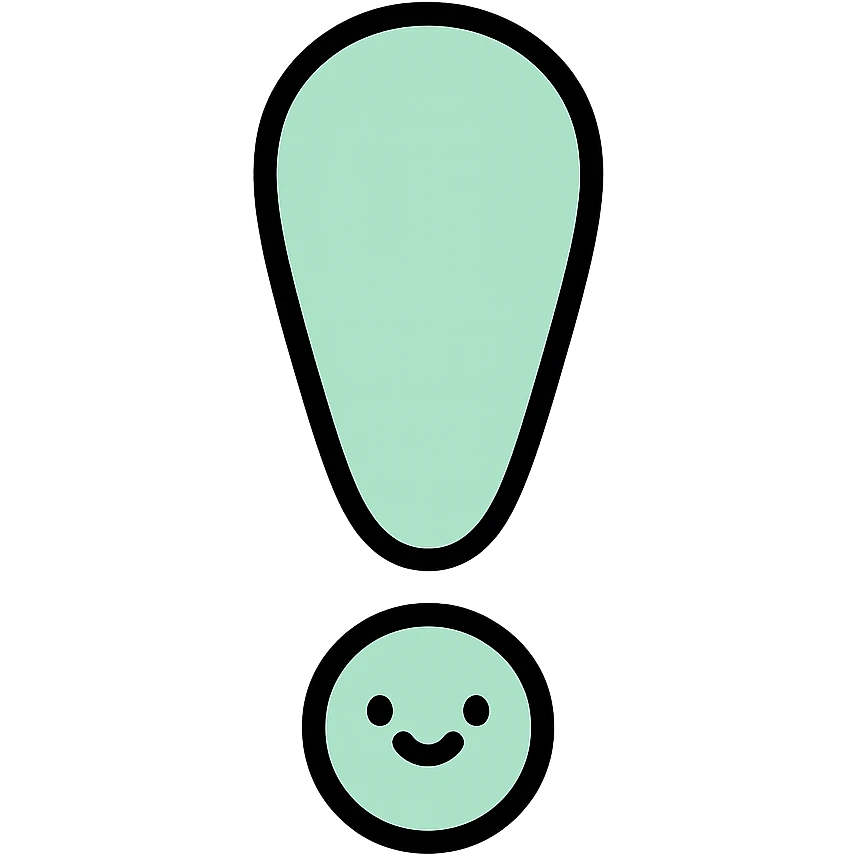 cute minimalistic exclamation mark, mint green emoji