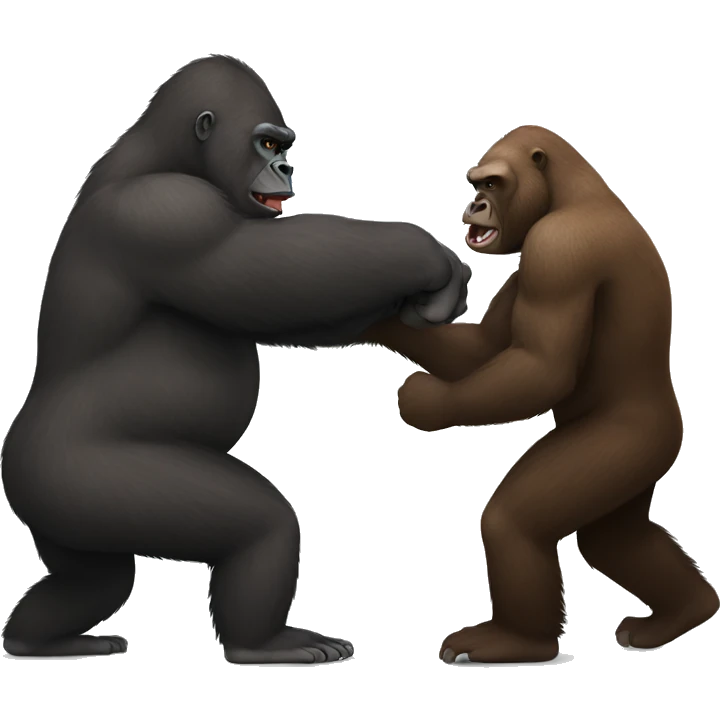 Gorilla and brown bear fighting emoji