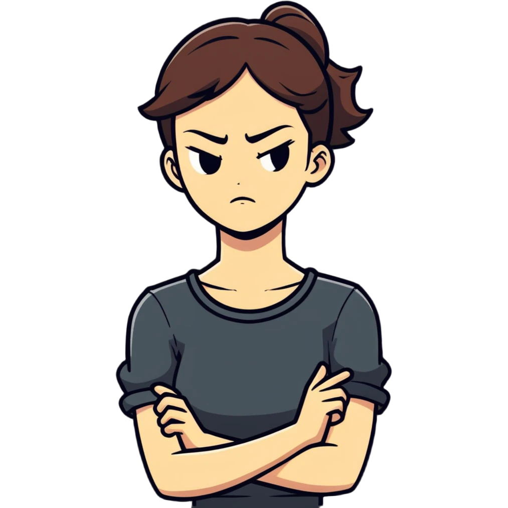 Arms crossed holding neck angry girl emoji