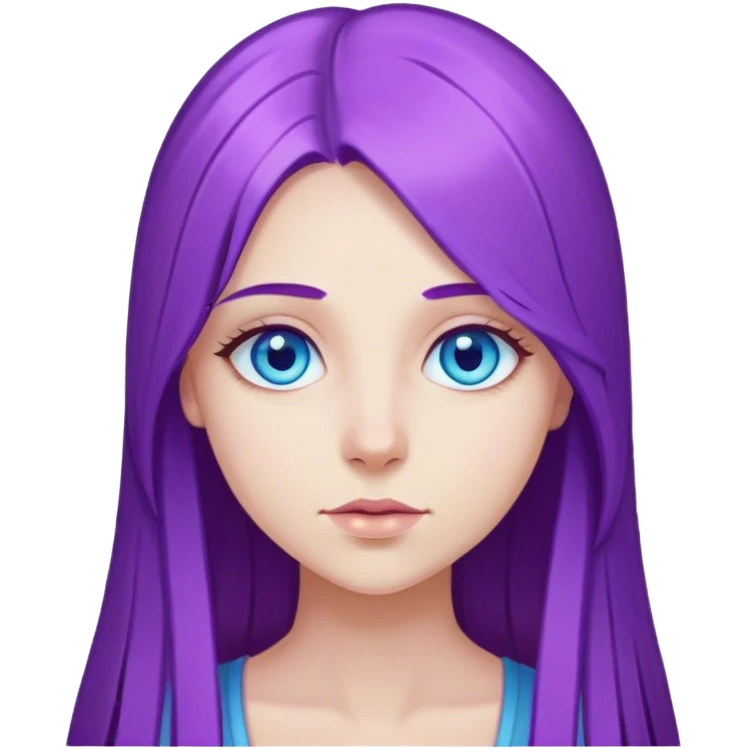 white girl with long straight purple hair blue eyes emoji
