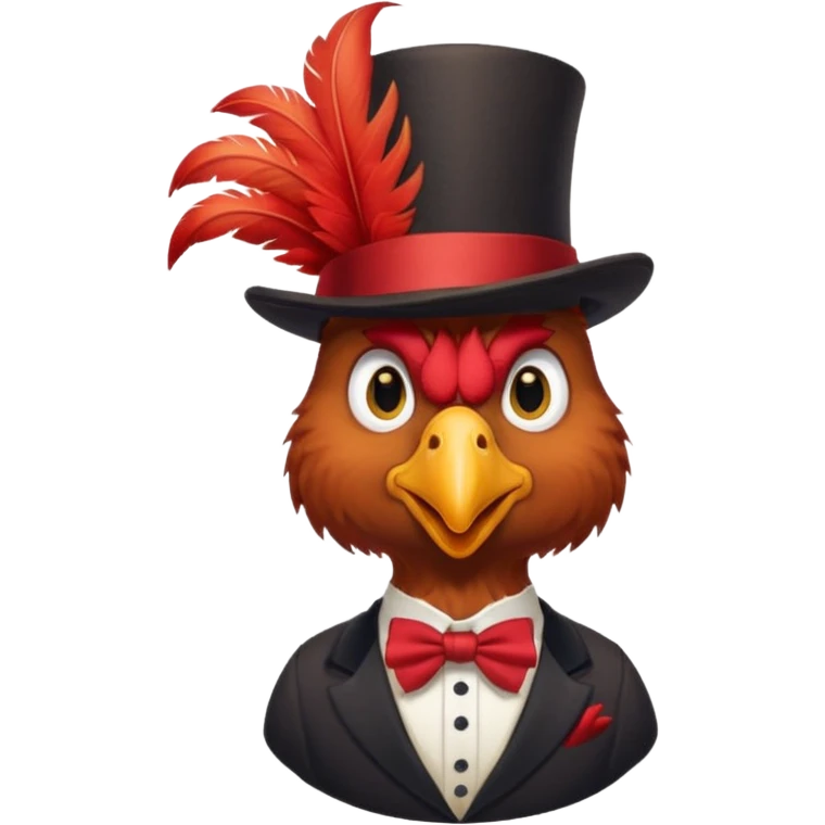 rooster wearing top hat emoji