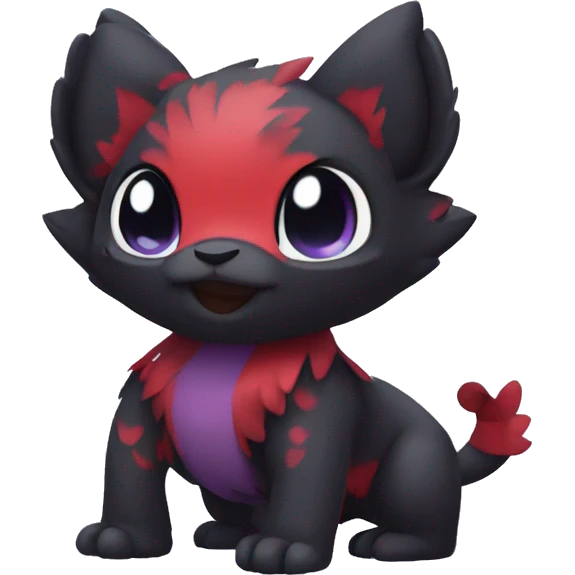 Cute cool dark black red purple animal hybrid Fakemon full body emoji