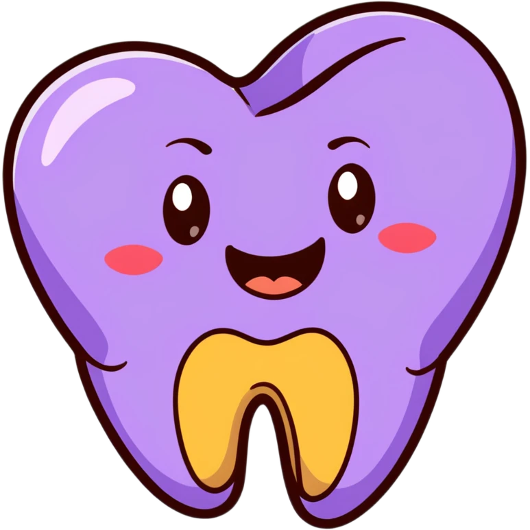 cartoon brown emoji face with purple heart eyes, smiling with a tooth gap and a gold tooth on the side emoji
