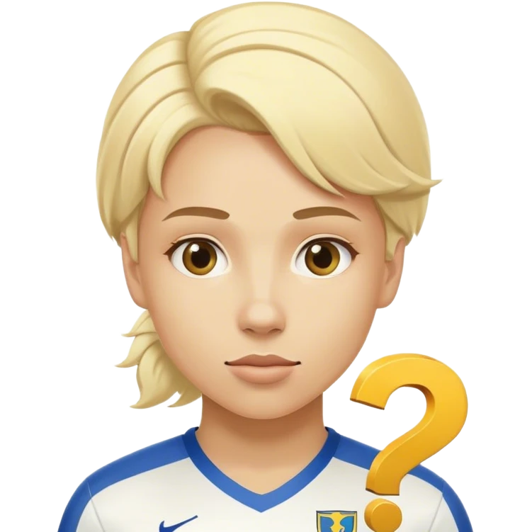 Swedish blonde soccer player with question mark emoji