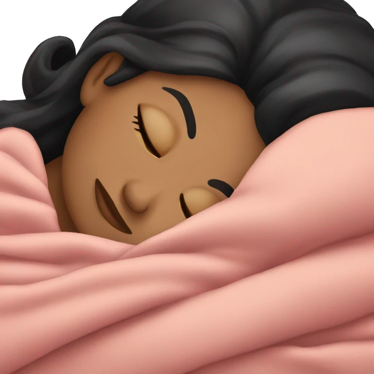 lady with black hair sleeping with blanket around her emoji
