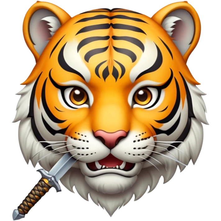 tiger face with sword fantasy game character for Twitch emote emoji