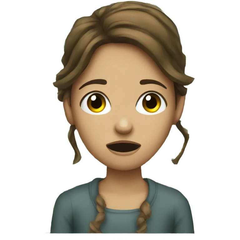 Girl with brown hair crying dollar bills emoji