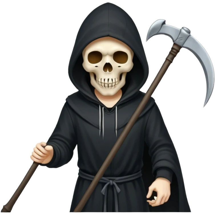 zoomed black hood skull scythe emoji