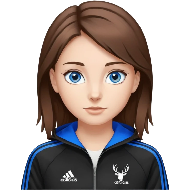 Girl Deer adidas black sport suit blue eyes brown hair  emoji